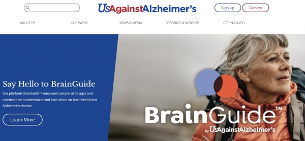 사진: 미국 알츠하이머 환자단체(UsAgainstAlzheimer's) 홈페이지.