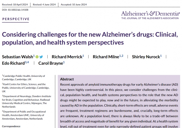 Considering challenges for the new Alzheimer's drugs: Clinical, population, and health system perspectives