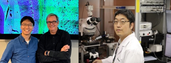 존스홉킨스 의대 홍인기 박사, 리차드 후가니어 박사(왼쪽)와 한국뇌연구원 김주현 선임연구원 / 한국뇌연구원