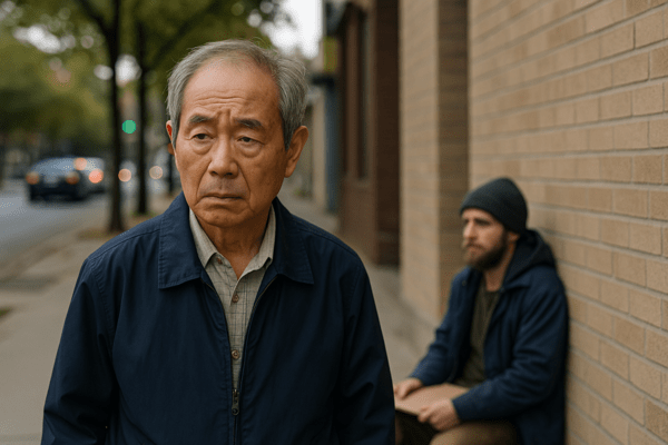 배회하는 치매 노인과 노숙인 이미지 생성 / 챗GPT