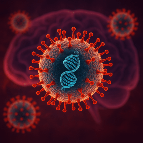 헤르페스 단순 바이러스 1형(HSV-1)을 묘사한 디지털 일러스트 / 생성형 AI