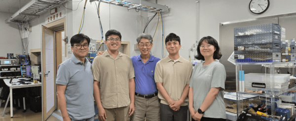 왼쪽부터 임근호 박사(IBS 뇌과학 이미징 연구단), Vo Tan Thanh 박사(IBS 뇌과학 이미징 연구단), 김성기 단장(IBS 뇌과학 이미징 연구단), 정원범 박사(한국뇌연구원, 前 IBS 뇌과학 이미징 연구단 연구교수), Jin Tong 학생(IBS 뇌과학 이미징 연구단) / IBS